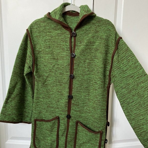 Green Hooded Cardigan Sweater - Picture 3 of 4